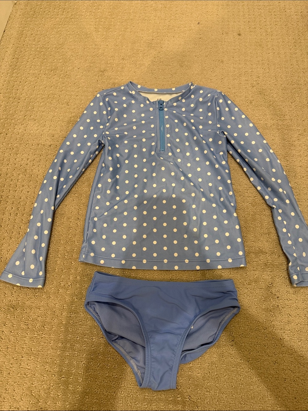 GAP Girls Light Blue & White Polka Dot Long-Sleeve Rash Guard Set